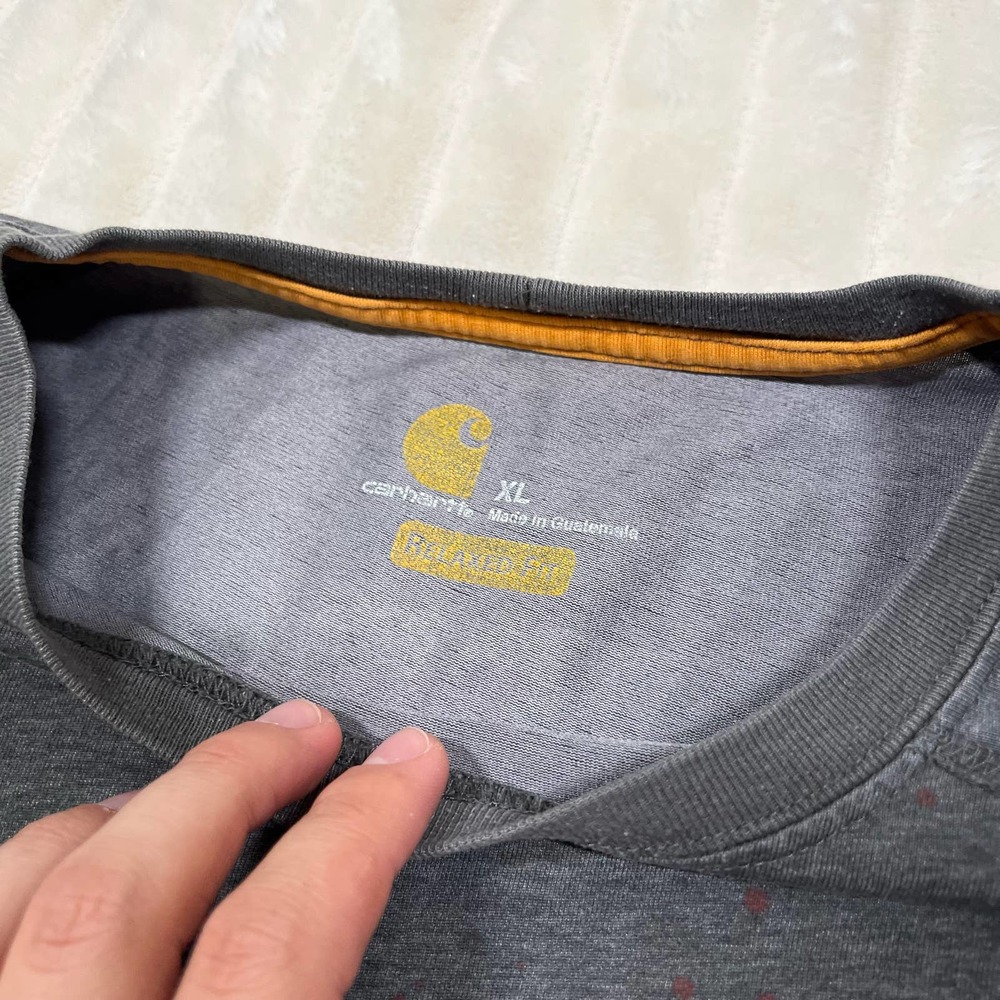 Carhartt Force XL Heather Gray Grey Longsleeve Workwear Utility Outdoor T-Shirt - Picture 6 of 6